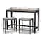 Baxton Studio Noll Grey Upholstered 3-Piece Multipurpose Metal Counter Table Set 159-9843 - alternate 8